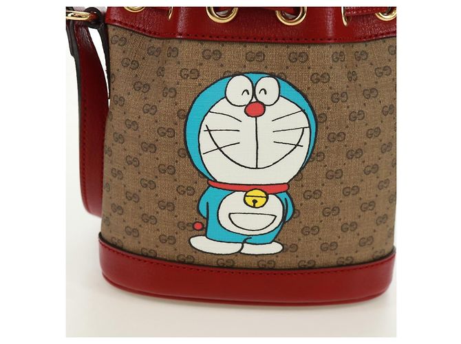GUCCI GUCCI �~ Borsa Micro GG Supreme Doraemon PVC Beige Oro 647801 Auth 173166SAM D'oro - vista 2