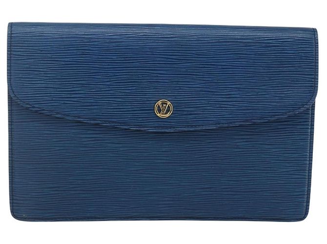 LOUIS VUITTON Clutch Epi Montaigne 27 Blu M52655 LV Auth ep13321 - vista 13