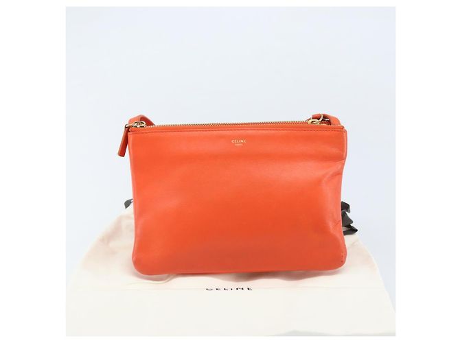 Céline Borsa a Spalla CELINE in Pelle Arancione Dorato Auth bs32999 D'oro - vista 12