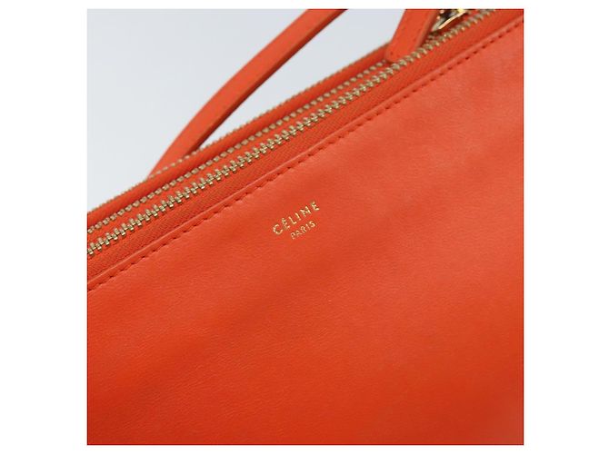 Céline Borsa a Spalla CELINE in Pelle Arancione Dorato Auth bs32999 D'oro - vista 18