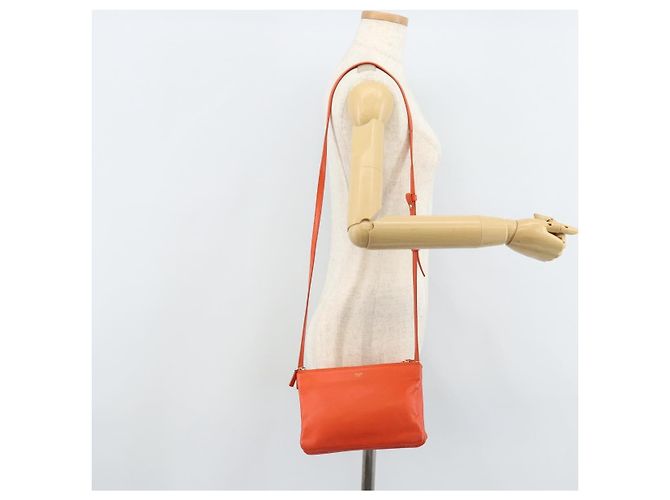 Céline Borsa a Spalla CELINE in Pelle Arancione Dorato Auth bs32999 D'oro - vista 24