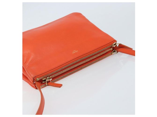 Céline Borsa a Spalla CELINE in Pelle Arancione Dorato Auth bs32999 D'oro - vista 6