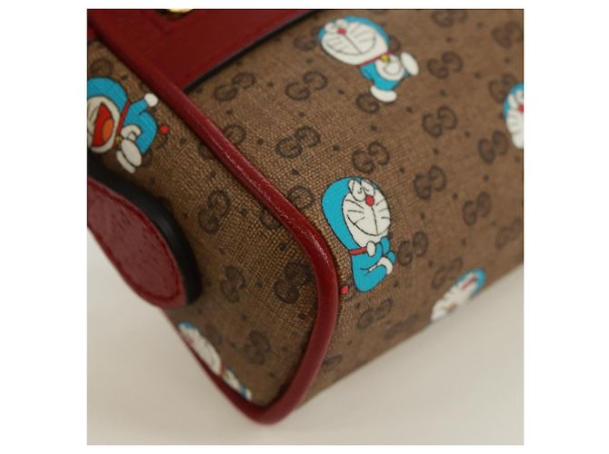 Borsa a Spalla GUCCI Micro GG Supreme Doraemon PVC Beige Oro 647784 Auth 161334SM D'oro - vista 15