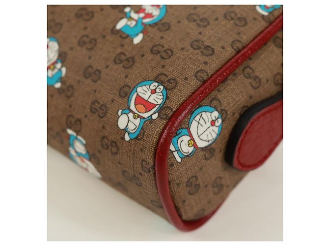 Borsa a Spalla GUCCI Micro GG Supreme Doraemon PVC Beige Oro 647784 Auth 161334SM D'oro - vista 18