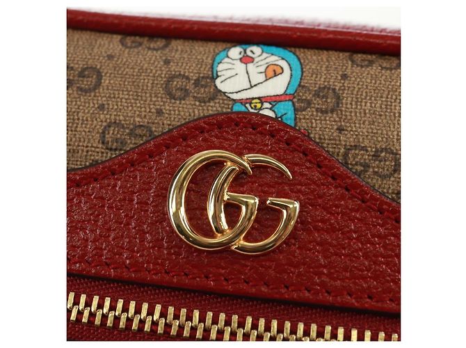 Borsa a Spalla GUCCI Micro GG Supreme Doraemon PVC Beige Oro 647784 Auth 161334SM D'oro - vista 19