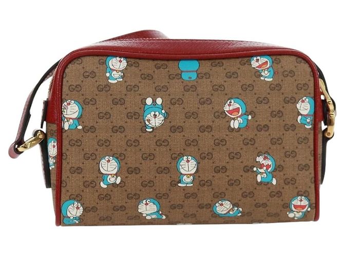 Borsa a Spalla GUCCI Micro GG Supreme Doraemon PVC Beige Oro 647784 Auth 161334SM D'oro - vista 2