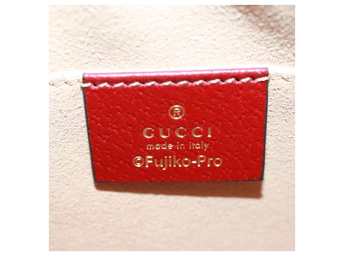 Borsa a Spalla GUCCI Micro GG Supreme Doraemon PVC Beige Oro 647784 Auth 161334SM D'oro - vista 21