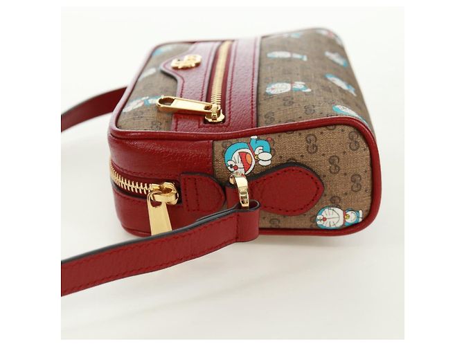 Borsa a Spalla GUCCI Micro GG Supreme Doraemon PVC Beige Oro 647784 Auth 161334SM D'oro - vista 3