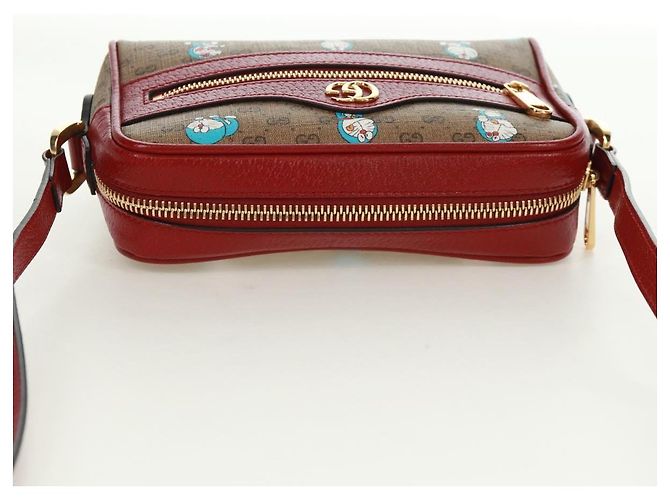 Borsa a Spalla GUCCI Micro GG Supreme Doraemon PVC Beige Oro 647784 Auth 161334SM D'oro - vista 6