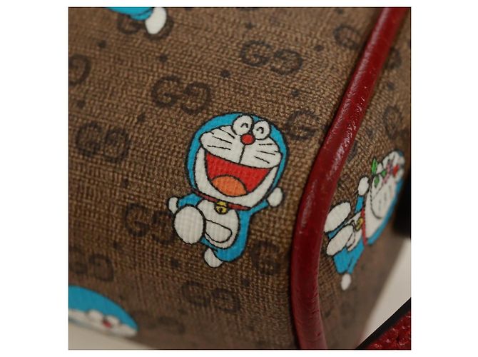 Borsa a Spalla GUCCI Micro GG Supreme Doraemon PVC Beige Oro 647784 Auth 161334SM D'oro - vista 8