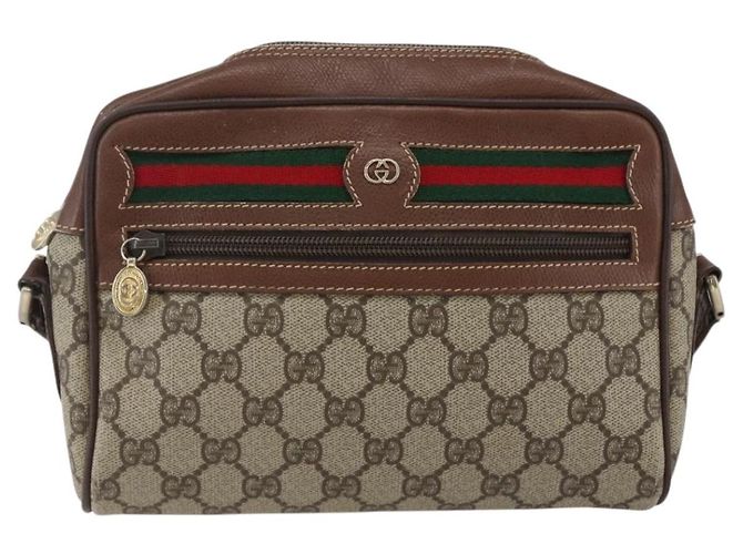 Gucci Borsa GG Supreme Web Sherry Line in PVC Beige Oro 001 56 6655 Auth 173550 D'oro - vista 13