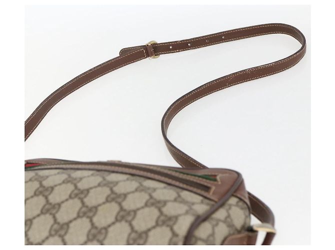Gucci Borsa GG Supreme Web Sherry Line in PVC Beige Oro 001 56 6655 Auth 173550 D'oro - vista 14