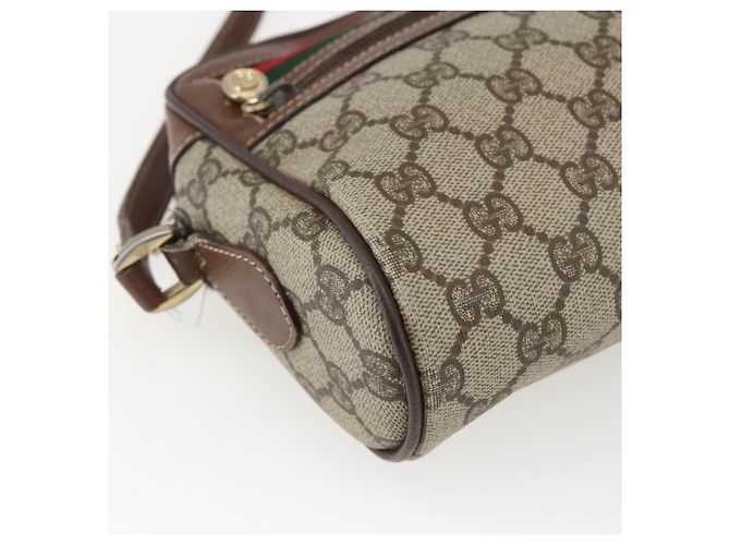 Gucci Borsa GG Supreme Web Sherry Line in PVC Beige Oro 001 56 6655 Auth 173550 D'oro - vista 15