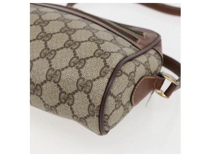 Gucci Borsa GG Supreme Web Sherry Line in PVC Beige Oro 001 56 6655 Auth 173550 D'oro - vista 8