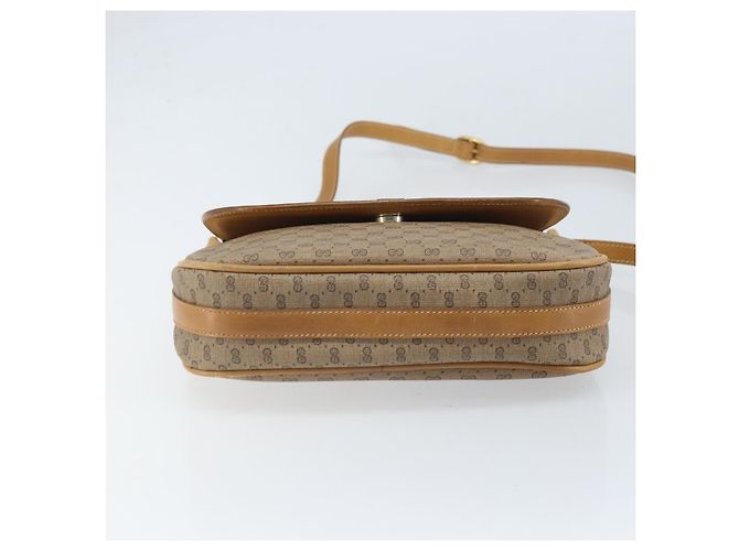 Bolsa de Ombro GUCCI Micro GG Supreme Web Sherry Line PVC Bege Ouro Auth BA10628 Dourado - vista 5