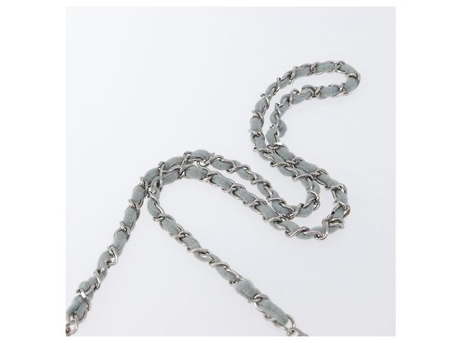 CHANEL Matelassé 26 Borsa a Spalla con Catena Jersey Grigio Argento CC Auth 170659A Marrone - vista 14