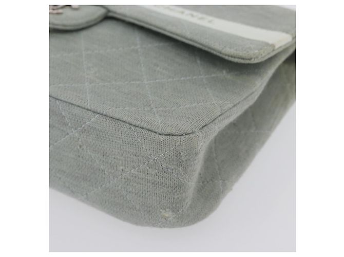 CHANEL Matelassé 26 Borsa a Spalla con Catena Jersey Grigio Argento CC Auth 170659A Marrone - vista 16