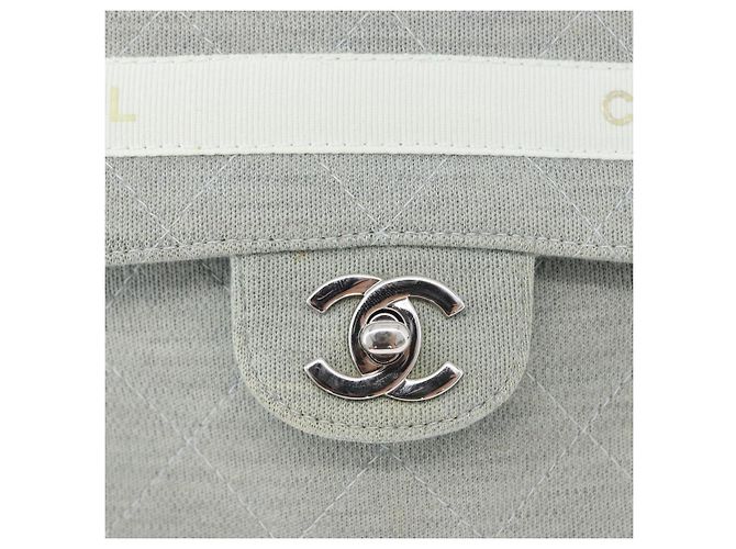 CHANEL Matelassé 26 Borsa a Spalla con Catena Jersey Grigio Argento CC Auth 170659A Marrone - vista 19