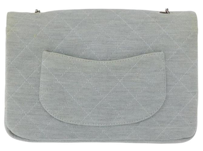 CHANEL Matelassé 26 Borsa a Spalla con Catena Jersey Grigio Argento CC Auth 170659A Marrone - vista 2