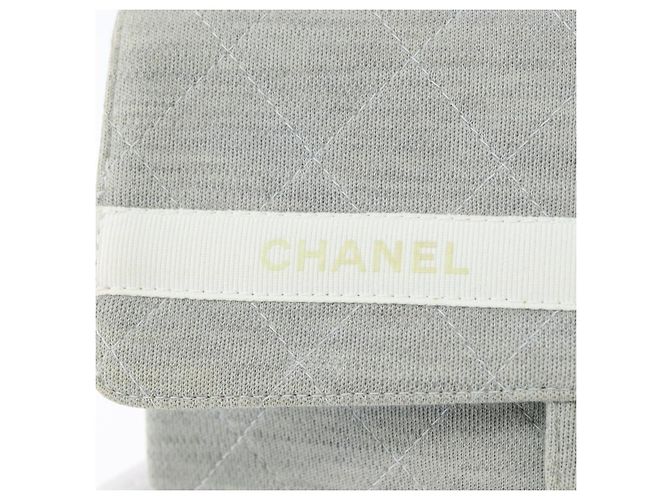 CHANEL Matelassé 26 Borsa a Spalla con Catena Jersey Grigio Argento CC Auth 170659A Marrone - vista 20