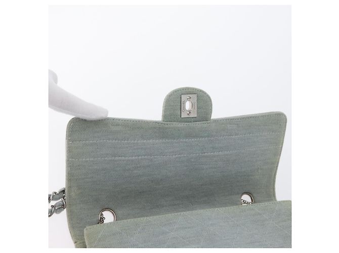 CHANEL Matelassé 26 Borsa a Spalla con Catena Jersey Grigio Argento CC Auth 170659A Marrone - vista 22