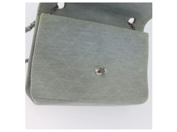 CHANEL Matelassé 26 Borsa a Spalla con Catena Jersey Grigio Argento CC Auth 170659A Marrone - vista 23