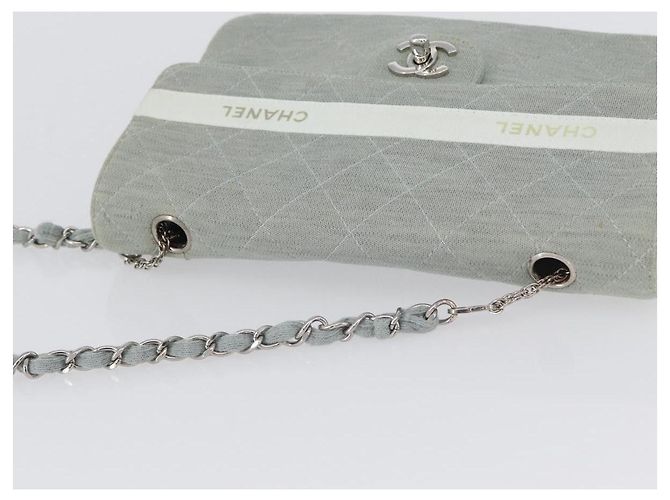 CHANEL Matelassé 26 Borsa a Spalla con Catena Jersey Grigio Argento CC Auth 170659A Marrone - vista 7