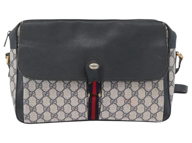 Borsa a Spalla Gucci GG Supreme Sherry Line PVC Blu Navy Oro 904 02 084 Auth 170766 D'oro - vista 13