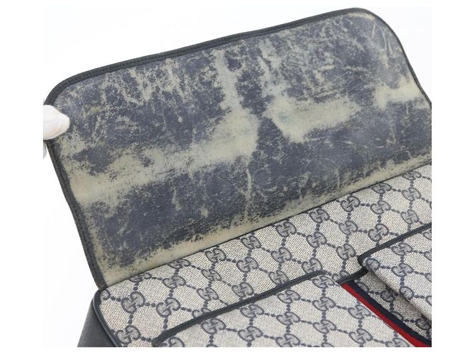 Borsa a Spalla Gucci GG Supreme Sherry Line PVC Blu Navy Oro 904 02 084 Auth 170766 D'oro - vista 23
