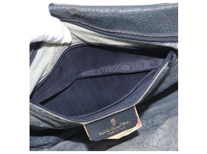 Borsa a Spalla Gucci GG Supreme Sherry Line PVC Blu Navy Oro 904 02 084 Auth 170766 D'oro - vista 26