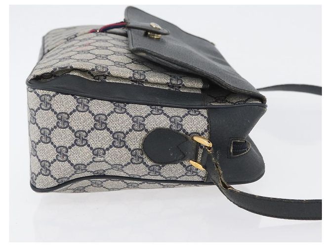 Borsa a Spalla Gucci GG Supreme Sherry Line PVC Blu Navy Oro 904 02 084 Auth 170766 D'oro - vista 4