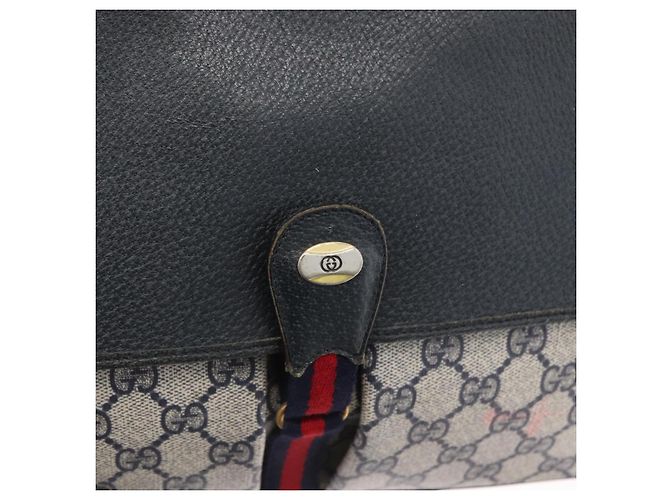 Borsa a Spalla Gucci GG Supreme Sherry Line PVC Blu Navy Oro 904 02 084 Auth 170766 D'oro - vista 9