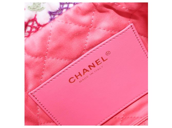 CHANEL Catena Chanel 22 Mini Borsa Pizzo Patchwork 2in1 Oro Bianco CC Auth 161330SM D'oro - vista 10
