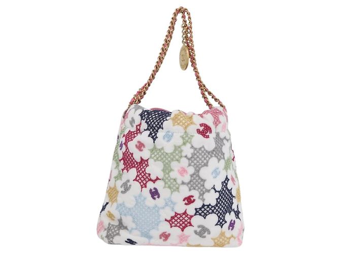 CHANEL Catena Chanel 22 Mini Borsa Pizzo Patchwork 2in1 Oro Bianco CC Auth 161330SM D'oro - vista 2