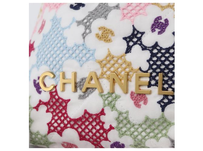 CHANEL Catena Chanel 22 Mini Borsa Pizzo Patchwork 2in1 Oro Bianco CC Auth 161330SM D'oro - vista 20