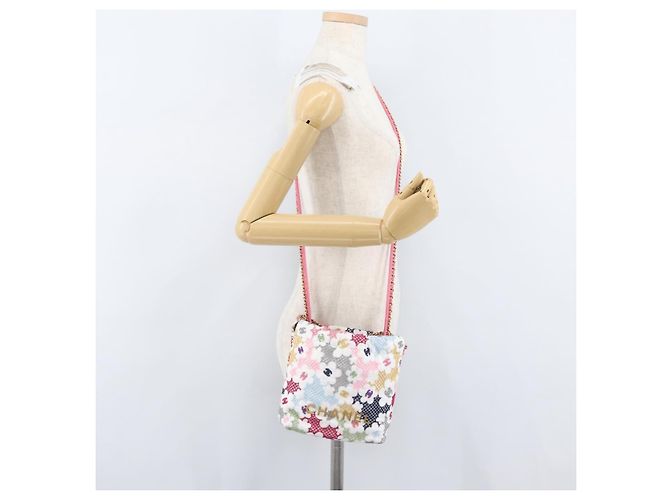 CHANEL Catena Chanel 22 Mini Borsa Pizzo Patchwork 2in1 Oro Bianco CC Auth 161330SM D'oro - vista 25
