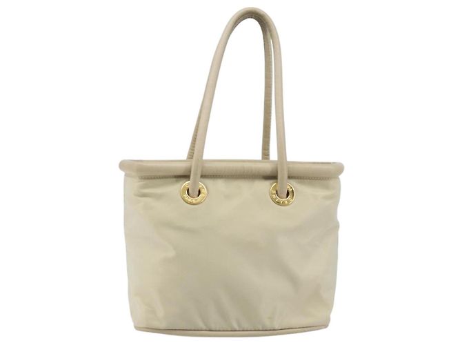 Céline Borsa a Mano CELINE Nylon Beige Oro Auth ka2474 D'oro - vista 13