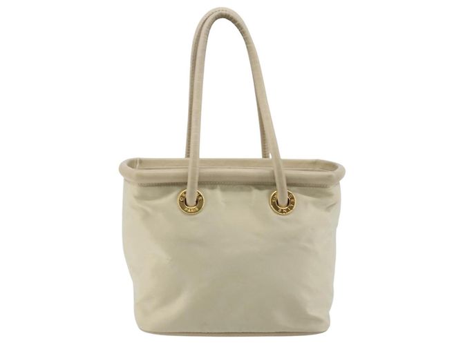 Céline Borsa a Mano CELINE Nylon Beige Oro Auth ka2474 D'oro - vista 2