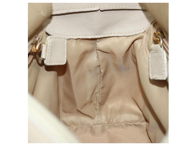 Céline Borsa a Mano CELINE Nylon Beige Oro Auth ka2474 D'oro - vista 20