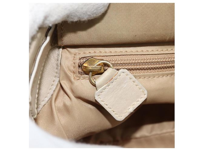 Céline Borsa a Mano CELINE Nylon Beige Oro Auth ka2474 D'oro - vista 21