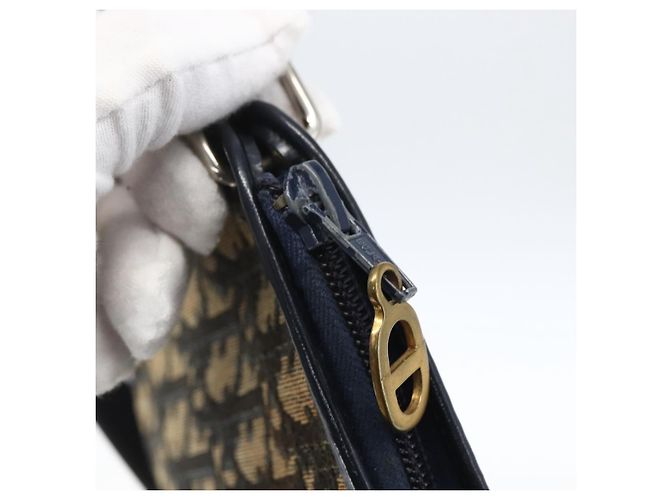 Mini borsa a rullo in tela obliqua Trotter Christian Dior blu Auth fm5123 D'oro Blu navy - vista 10