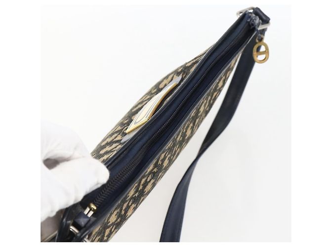 Mini borsa a rullo in tela obliqua Trotter Christian Dior blu Auth fm5123 D'oro Blu navy - vista 6
