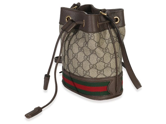 Borsa mini bucket Ophidia in tela GG Supreme beige di Gucci - vista 4