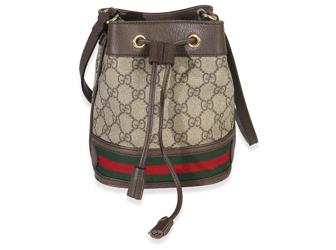 Borsa mini bucket Ophidia in tela GG Supreme beige di Gucci - vista 8