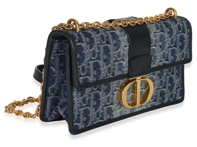 Borsa a catena East West 30 Montaigne in denim obliquo blu Christian Dior - vista 2