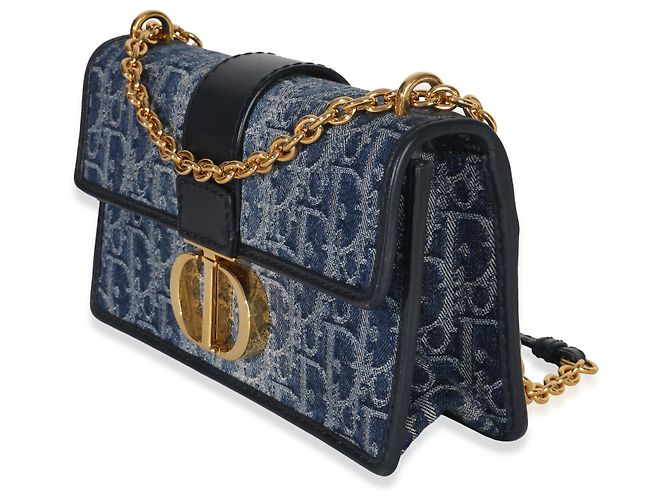 Borsa a catena East West 30 Montaigne in denim obliquo blu Christian Dior - vista 3