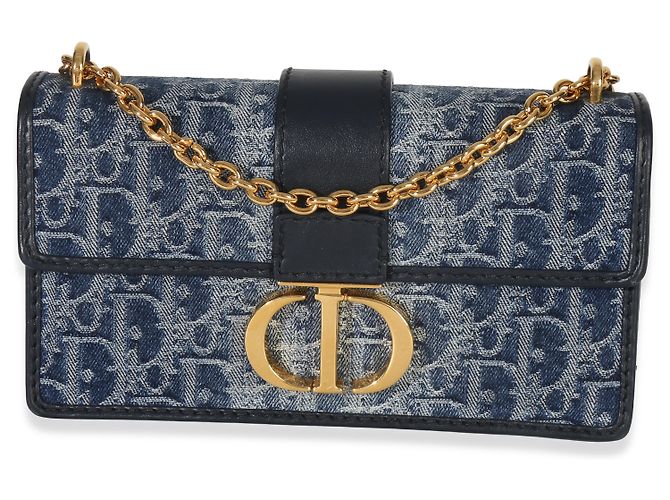 Borsa a catena East West 30 Montaigne in denim obliquo blu Christian Dior - vista 4