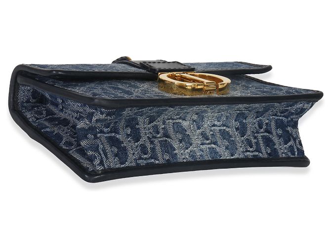 Borsa a catena East West 30 Montaigne in denim obliquo blu Christian Dior - vista 5
