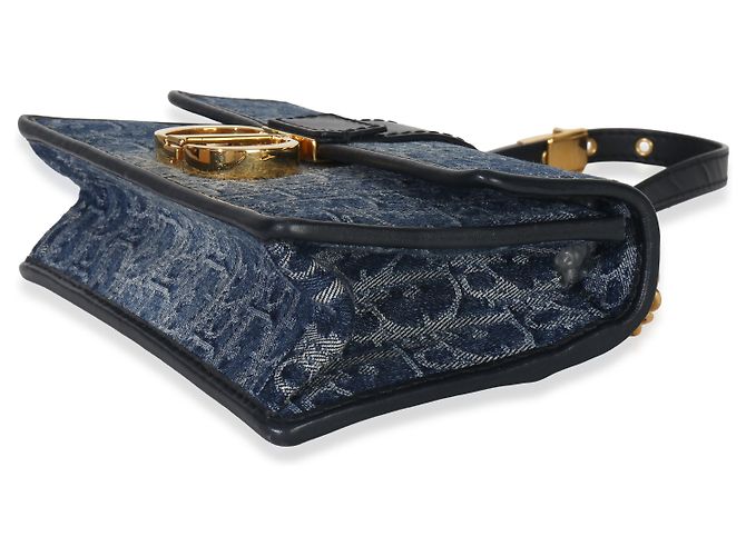 Borsa a catena East West 30 Montaigne in denim obliquo blu Christian Dior - vista 7
