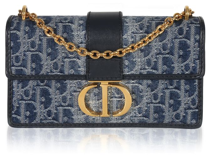 Borsa a catena East West 30 Montaigne in denim obliquo blu Christian Dior - vista 8